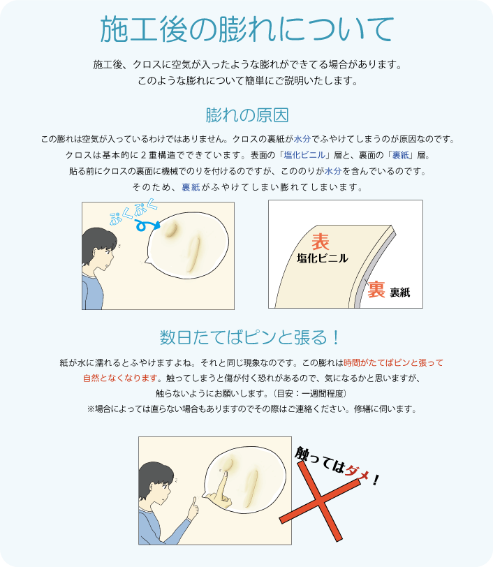 施工後の膨れについて